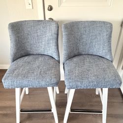 Pair of 26" Swivel Counter Stools – Navy Textured Fabric