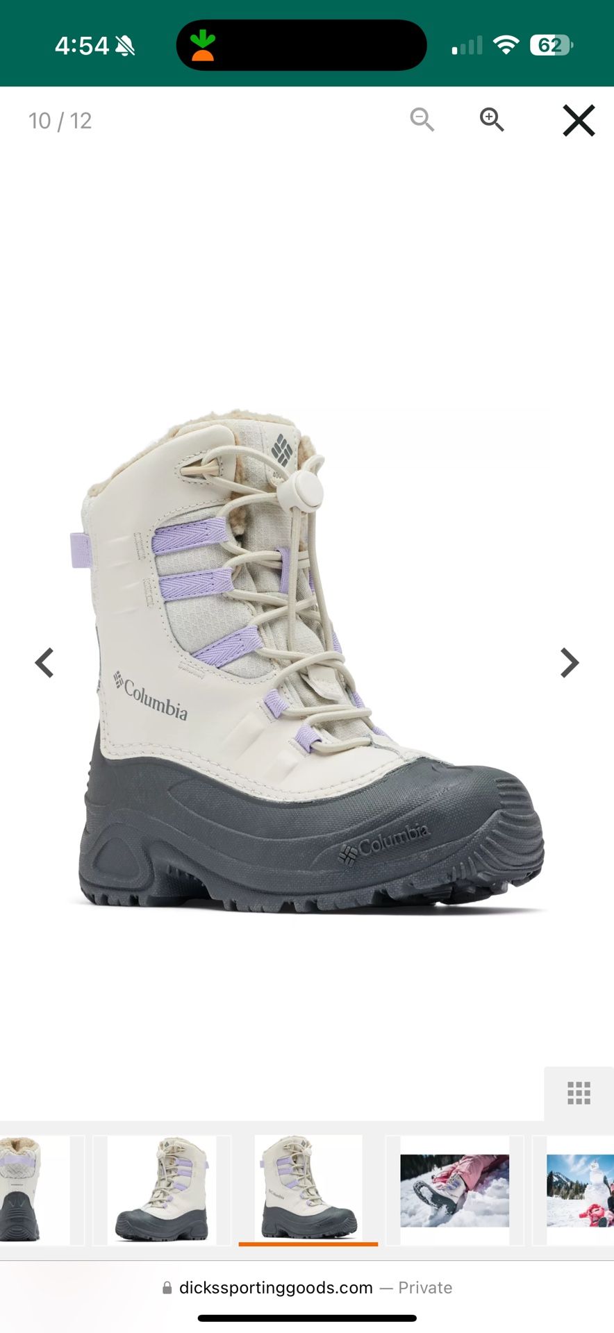 Girls Columbia Youth Bugaboot Celsius 400g Winter Boots Size 13