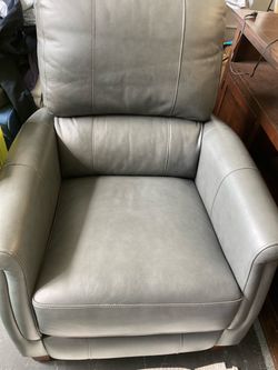 Gray leather recliner