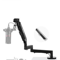 Neewer Low Profile Mic Arm Desk Mount, 360° Swivel Boom Arm with Pneumatic Damping Adjustable, Cable Management, Compatible with Shure MV7 SM7B Blue Y