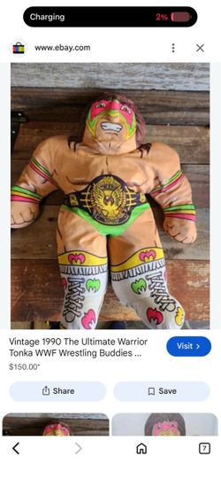 Vintage WWF Ultimate Warrior Wrestling Buddy Plush