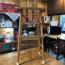 Vintage American Teach N Fun Toys Baby Doll Wooden High Chair With Tray