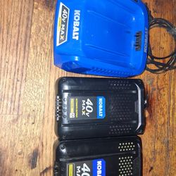 Kobalt 40 Volt Charger And 2 40 Volt Batteries.  