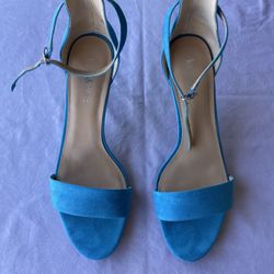 Teal Suede High-Heel Shoes - Size 9