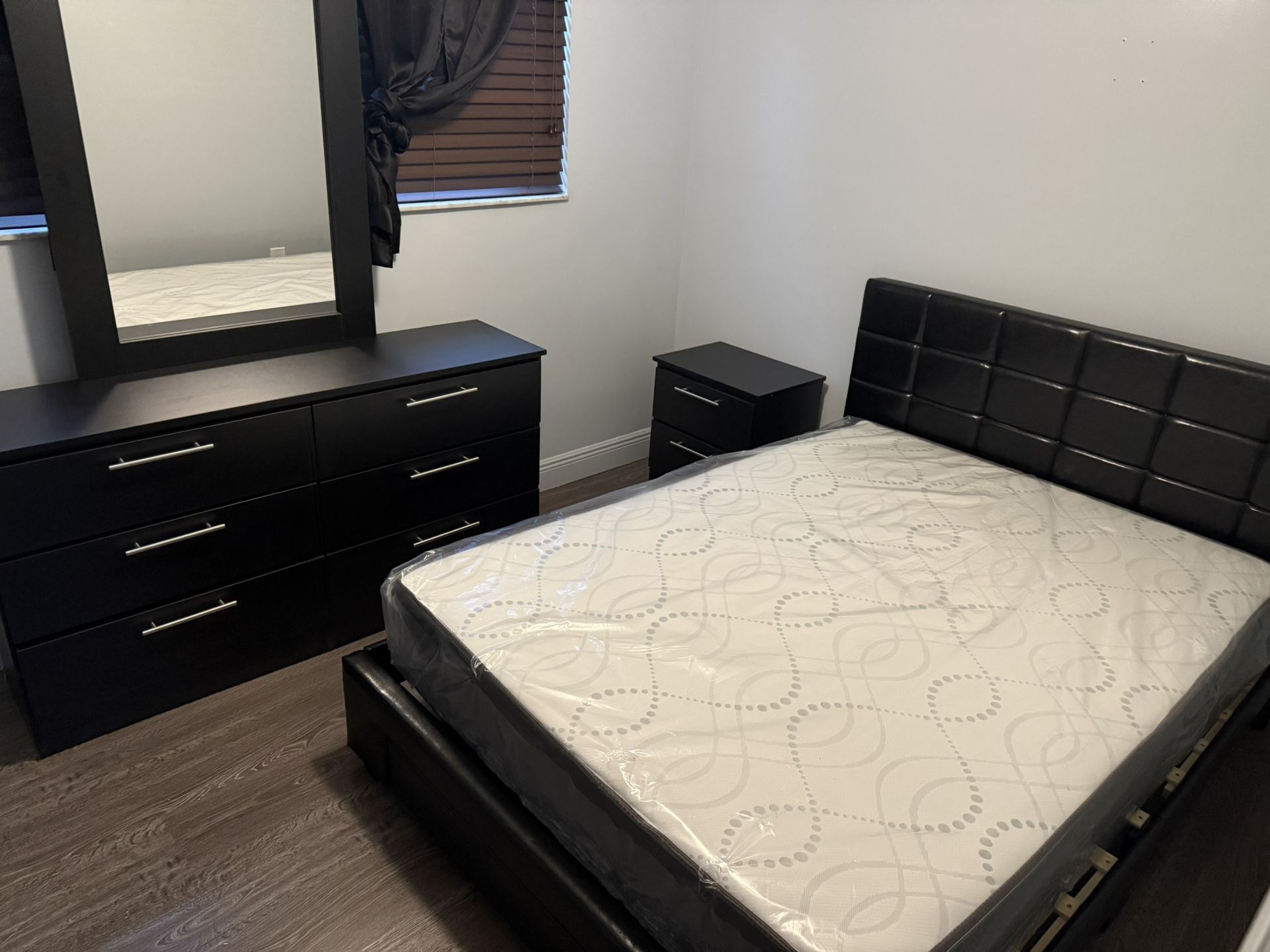 Full  Bedroom Set With Mattress All New Furniture  1 Nightstand And Dresser And Mirror. And Free Delivery 
