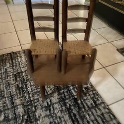 Mini Antique Wooden Doll Chairs With Table 