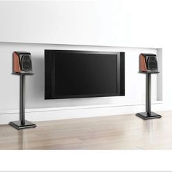 A Pair of Speaker Brackets Household Wooden Surround Sound Rack Floor Monitor Stand Can Bear 15 Kg (Color : Black, Size : 60cm (23.6 inch))