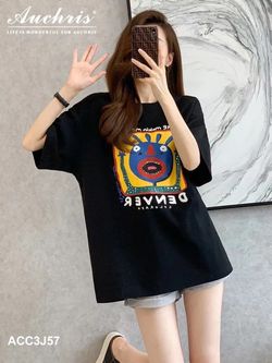 Breathable Cotton Tee Loose Fitting in Black Classic Round Neck T-Shirt