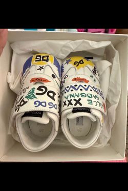 Dolce & Gabbana Baby Graffiti Leather Sneakers – Size 20 with Box & Dust Bag