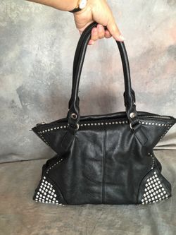 Black leather hand bag