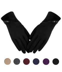 Womens Winter Warm Gloves, Contrast Color Design Touchscreen