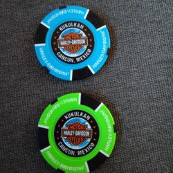 Harley Davidson Cancun Mexico Poker Chips!  BOTH $15. 