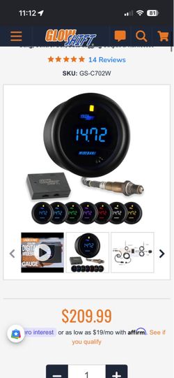 Complete Kit- Glowshift wideband O2 gauge with sensor and controller
