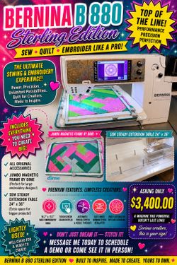 ✨ Bernina B 880 Sterling Edition Embroidery & Sewing Machine – Loaded with Extras! ✨
