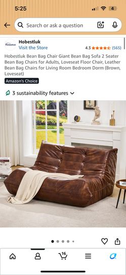 Bean bag love seat sofa