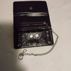 Men's Leather Skull Chain Wallet
