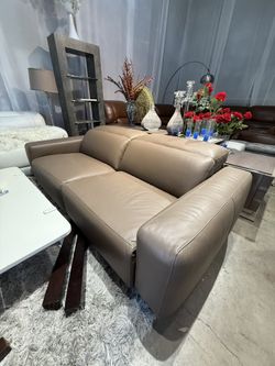 Modern Italian Leather Loveseat Sofa – Taupe Brown, Premium Comfort