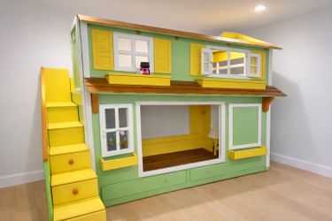 Custom Solid Wood Treehouse Bed – Twin Loft + Trundle + Storage