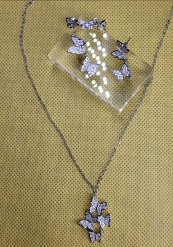 Silver Butterfly Crystal Jewelry Set
