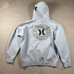 Vintage Hurley Sweatshirt Mens M Blue Y2K Surf International Zip Up Hoodie #1305