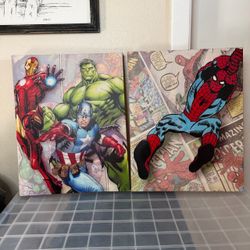 Marvel Superhero Canvas Wall Art Set of 2