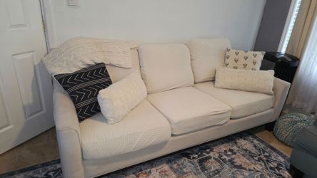 Beige Fabric 3-Seat Sofa with covers