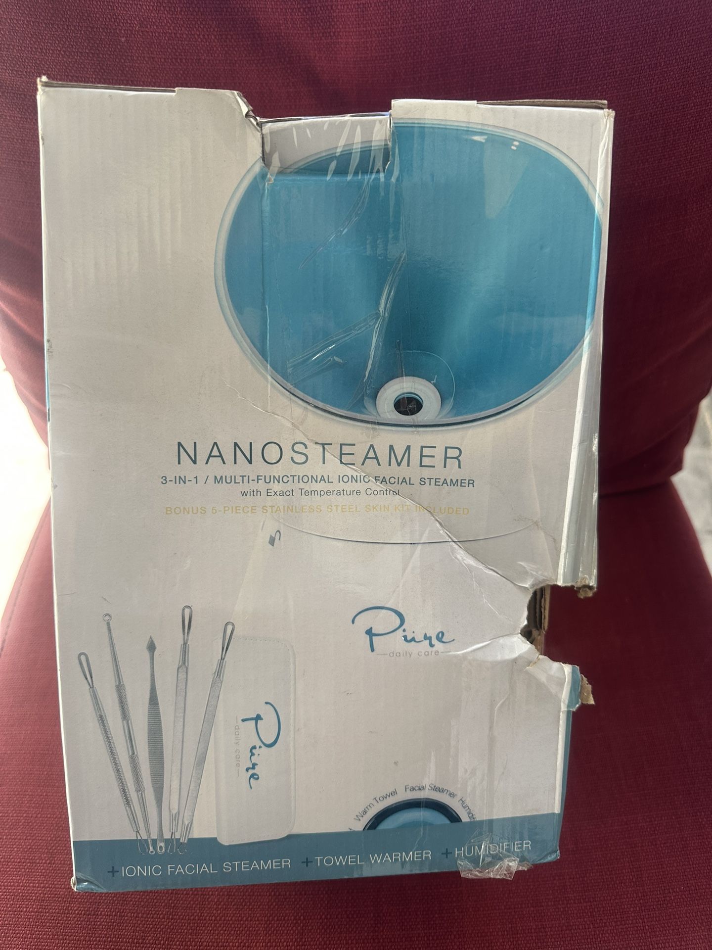 Pure NanoSteamer 3-in-1 Facial Steamer Pro Professional Nano Ionic Spa Skin A12