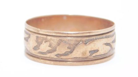 10K Rose Gold Floral Engraved Men's Ring (Size 9)