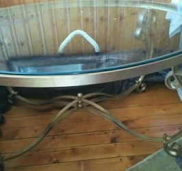 Iron And Glass Gold Table