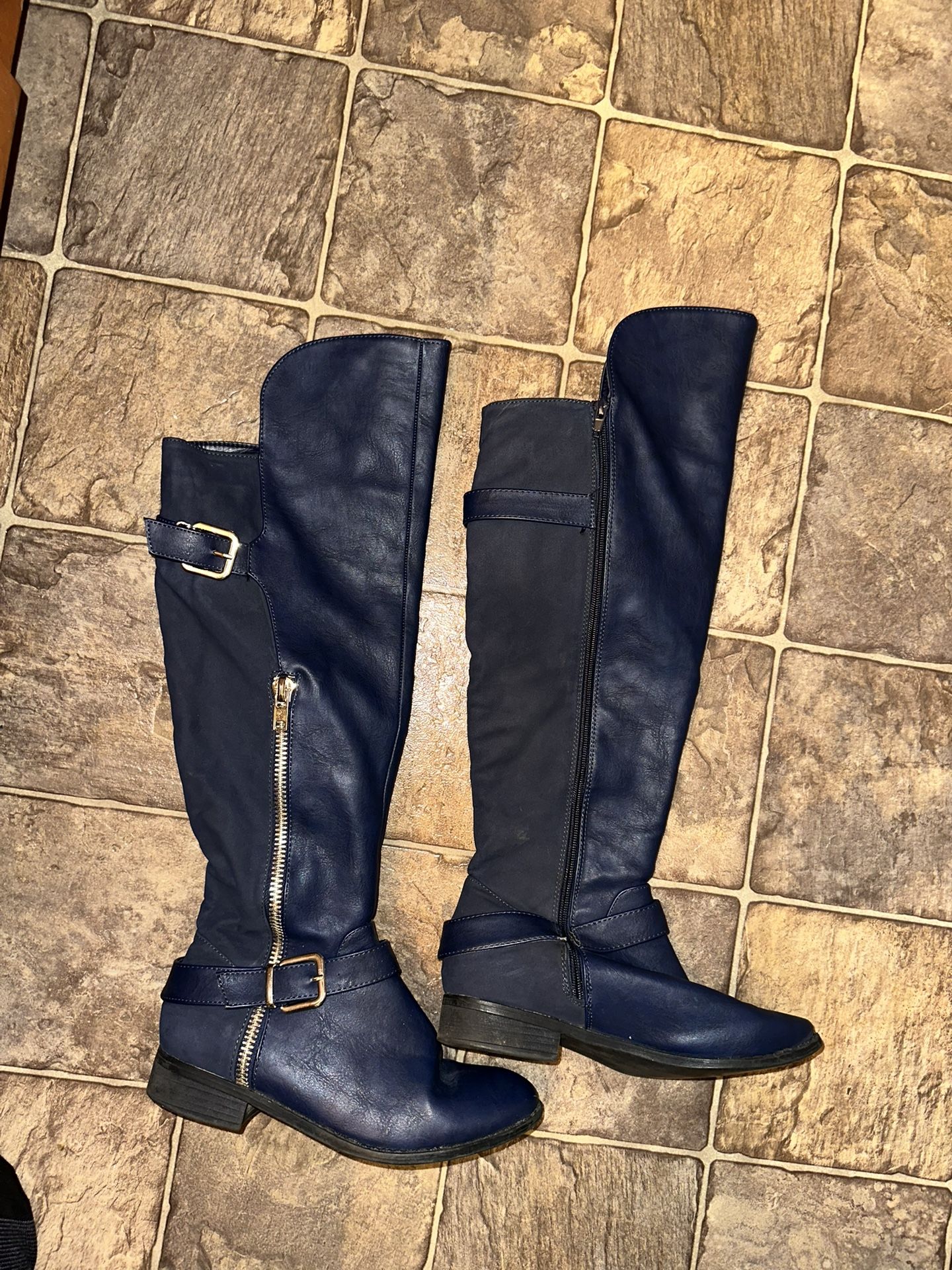 Knee-High Blue Boots