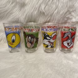 Vintage 1999 Looney Tunes Drinking Glasses 