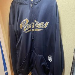 Vintage: San Diego Padres Jacket Blue/Gold Zip Up Jacket Majestic 