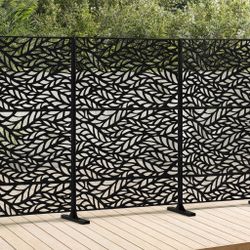 3 Pieces- 76" H (48" W) Black Metal Decorative Indoor/Outdoor Privacy Screen  [NEW] **Assembly Req  (3 Avail.)