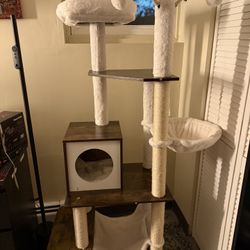 Hey Brother Wooden Cat Tree In Rustic Brown