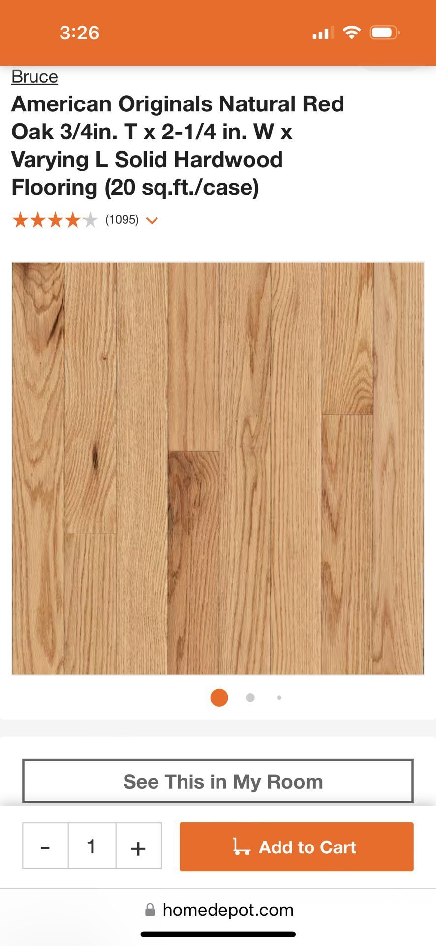 New Bruce American Originals Natural Red Oak 3/4in. T x 2-1/4 in. W x Varying L Solid Hardwood Flooring (20 sq.ft./case)