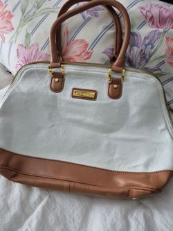 Joy &lman  white and Tan  LEATHER Satchel  Bag