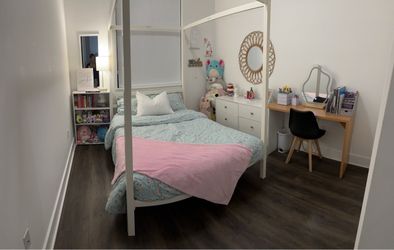 White Canopy Full Bed Frame