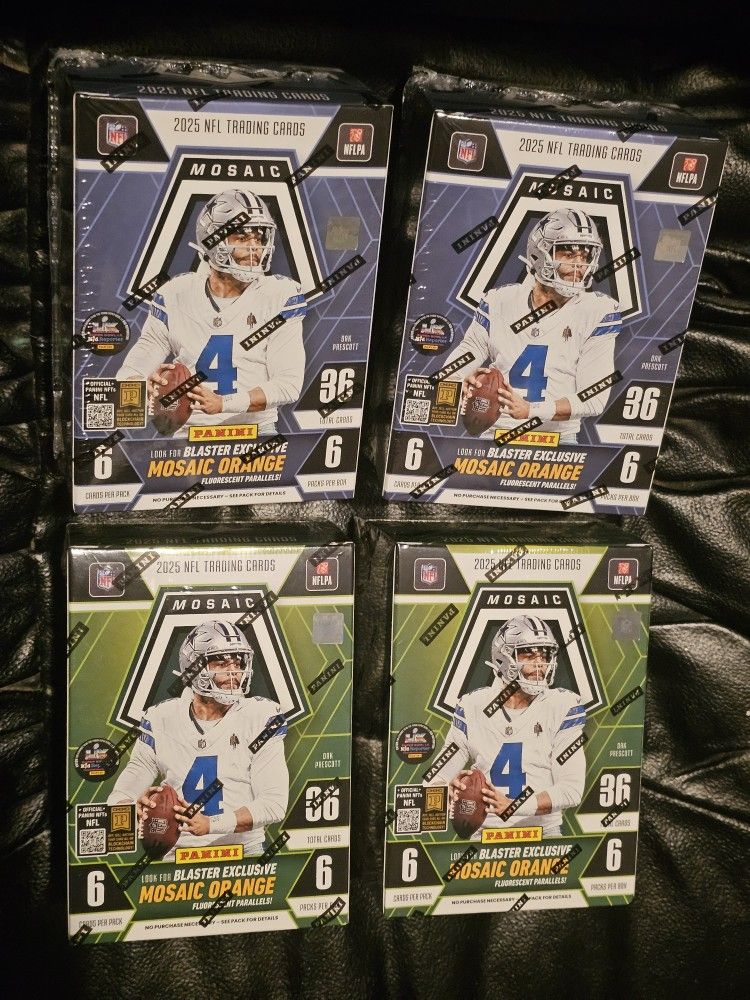 2025 Mosaic Football Cards Blaster Box! 4 Box Lot! Sealed! Find Stained Glass & Micro Mosaic Inserts