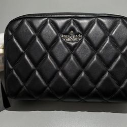 Kate Spade Black Mini Camera Smooth Quilted Leather Crossbody Carey Bag KG425
