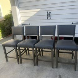 Set Of 4 Grey Barstools 