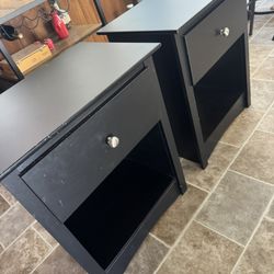 2 Black Side Tables With Drawers 