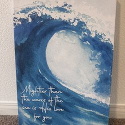 Beach wave canvas art with verse