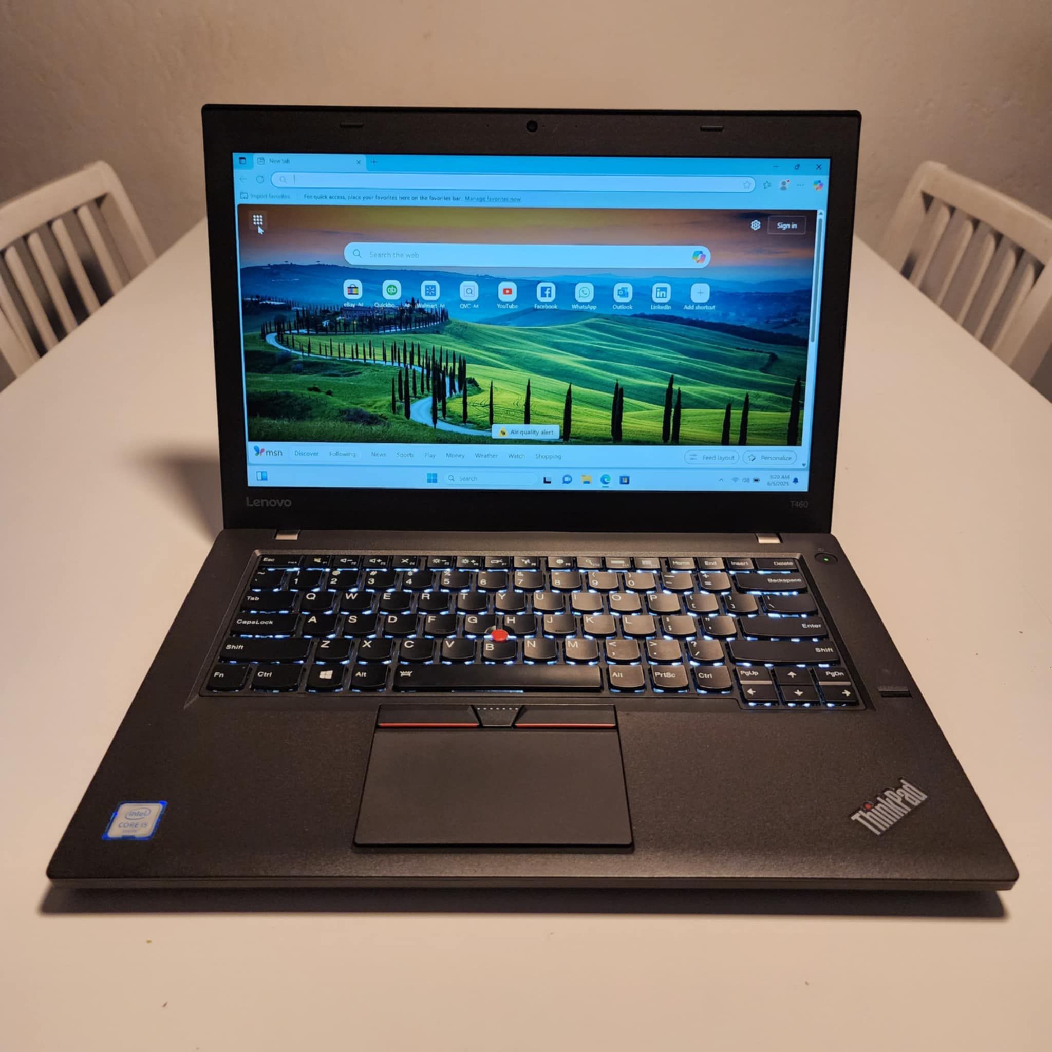 Lenovo ThinkPad T460 14" Laptop Computer Touchscreen intel Core i5-6200U @2.30GHz 10GB RAM 240GB SSD Windows 11, Microsoft Office installed. Noth