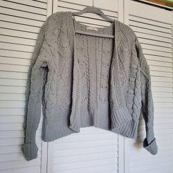 Sage Green Cable Knit Cardigan 