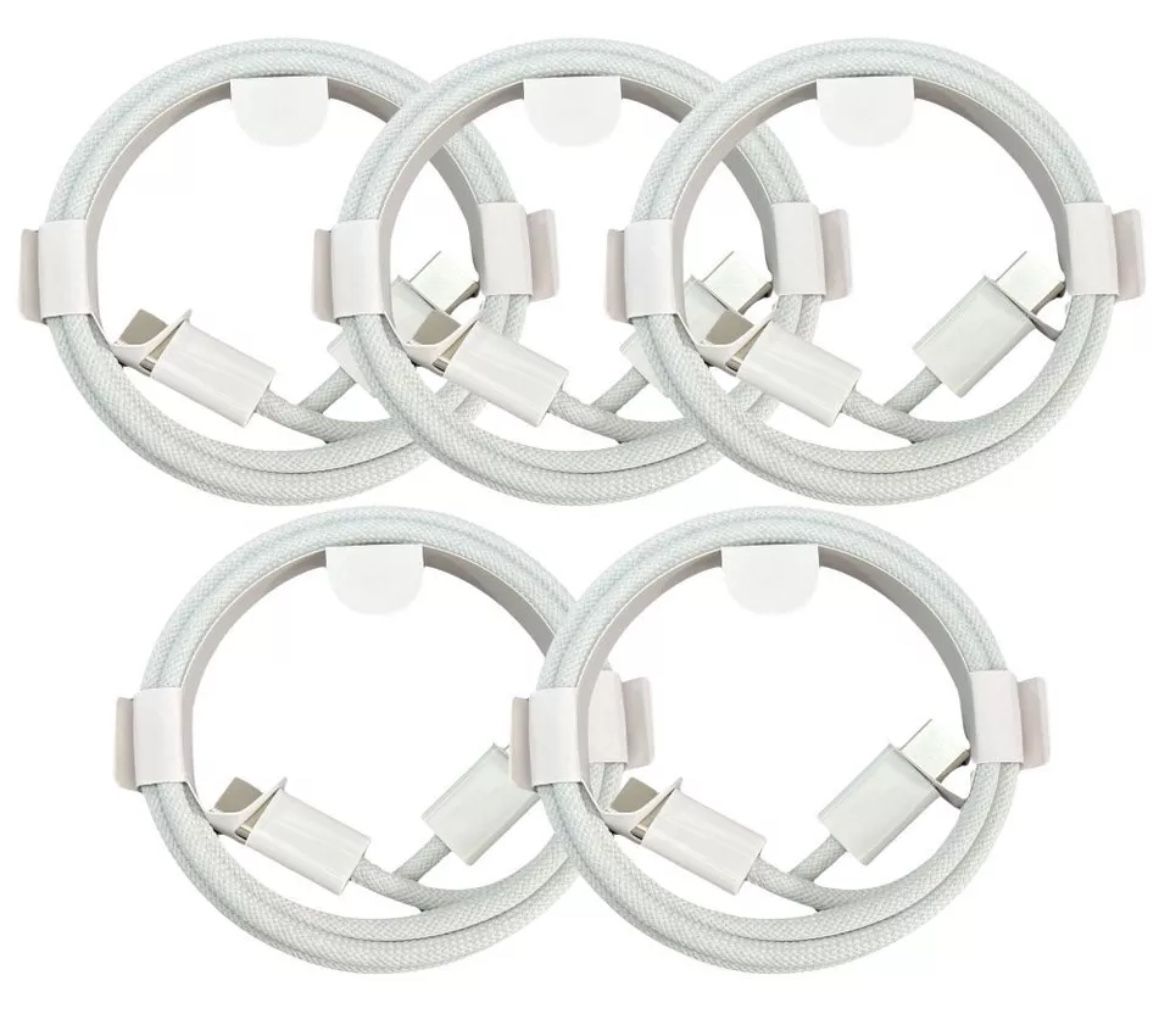 5 Pack USB-C to USB-C Cable Fast Charge Cord For iPhone 16/15/Plus/ProMax/Galaxy