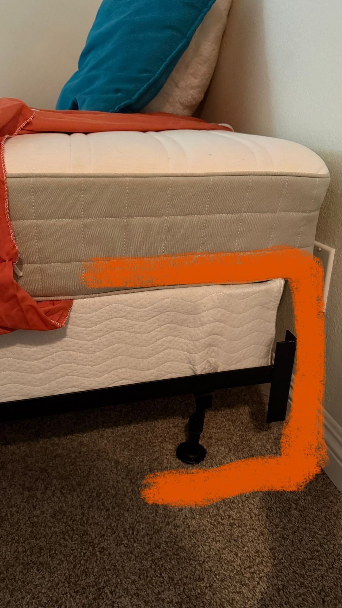 Metal Bed Frame Base And Box Spring, Queen