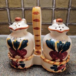 Vintage Hand Painted Ceramic Salt And Pepper Set