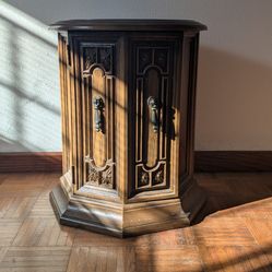 Vintage Wood Accent Cabinet with Stone Top