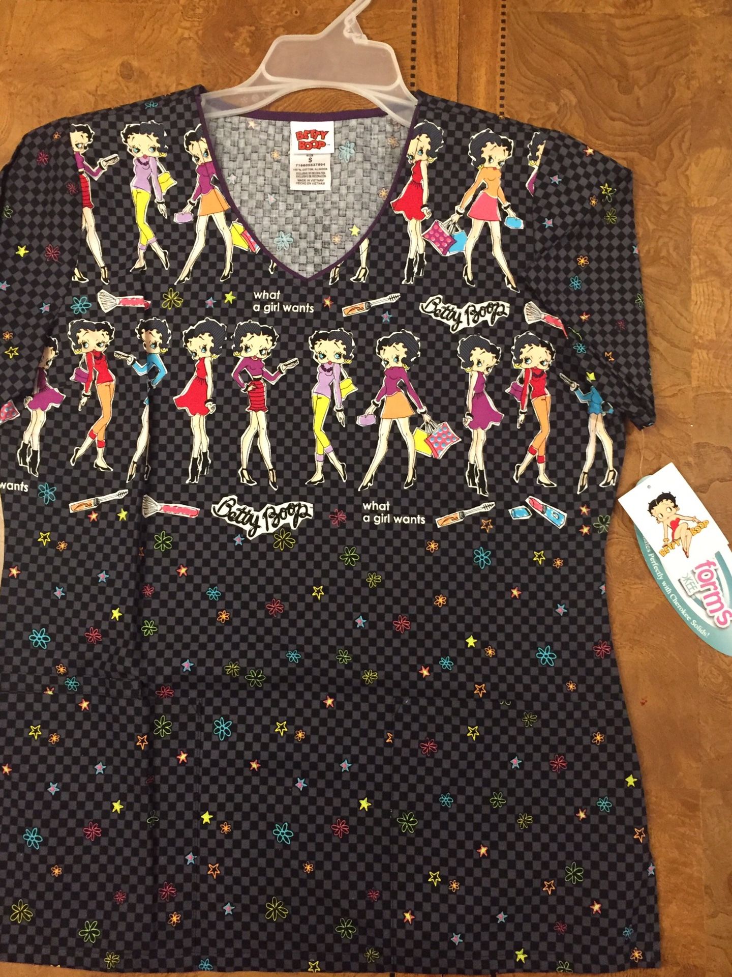 Betty Boop Nurse Scrub Top Size Small