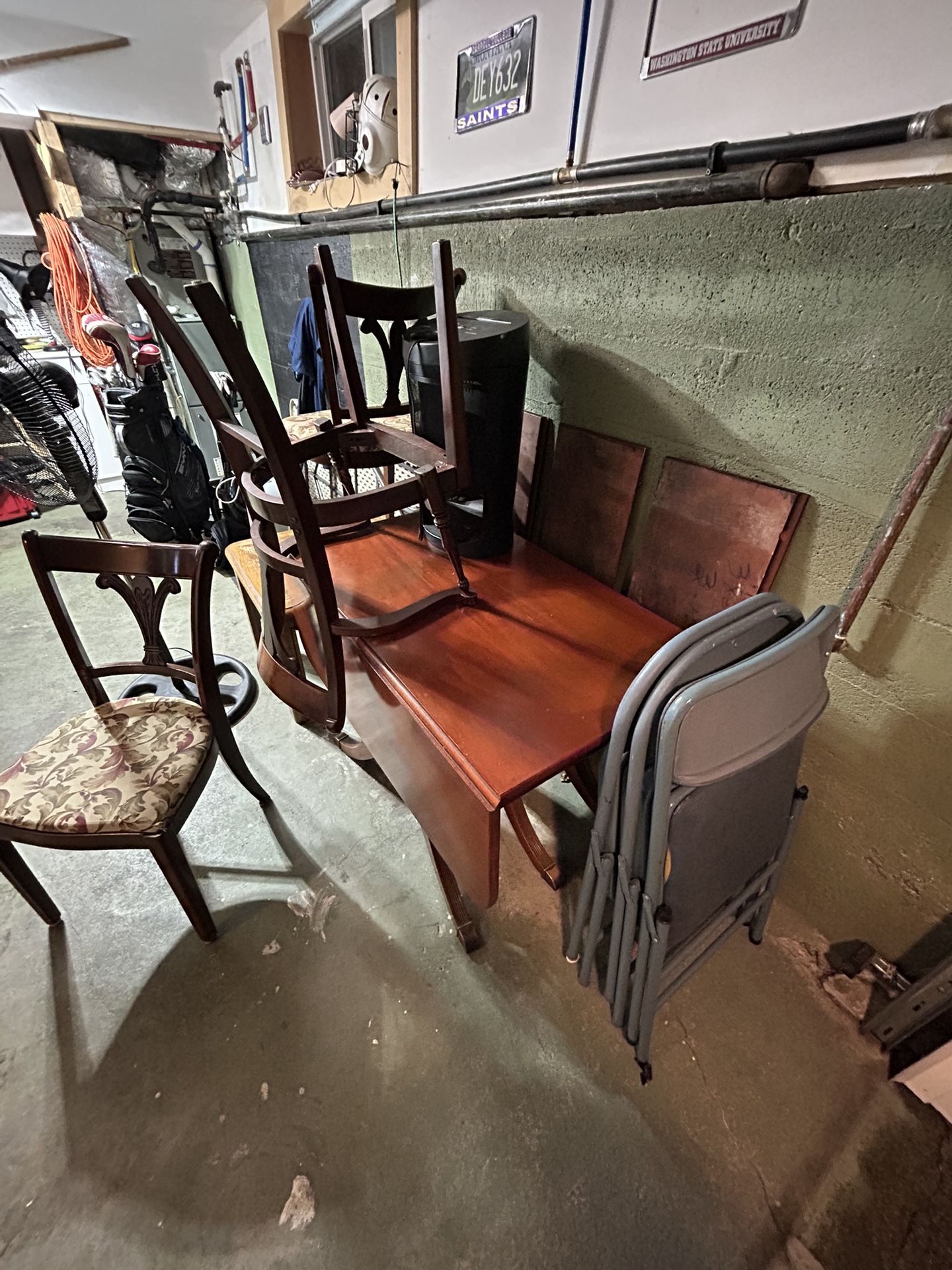 Table With Leafs, Extra Chairs, Fan, Shredder, Etc